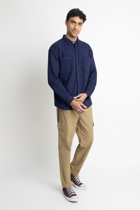 Navy Blue Quilted Overshirt